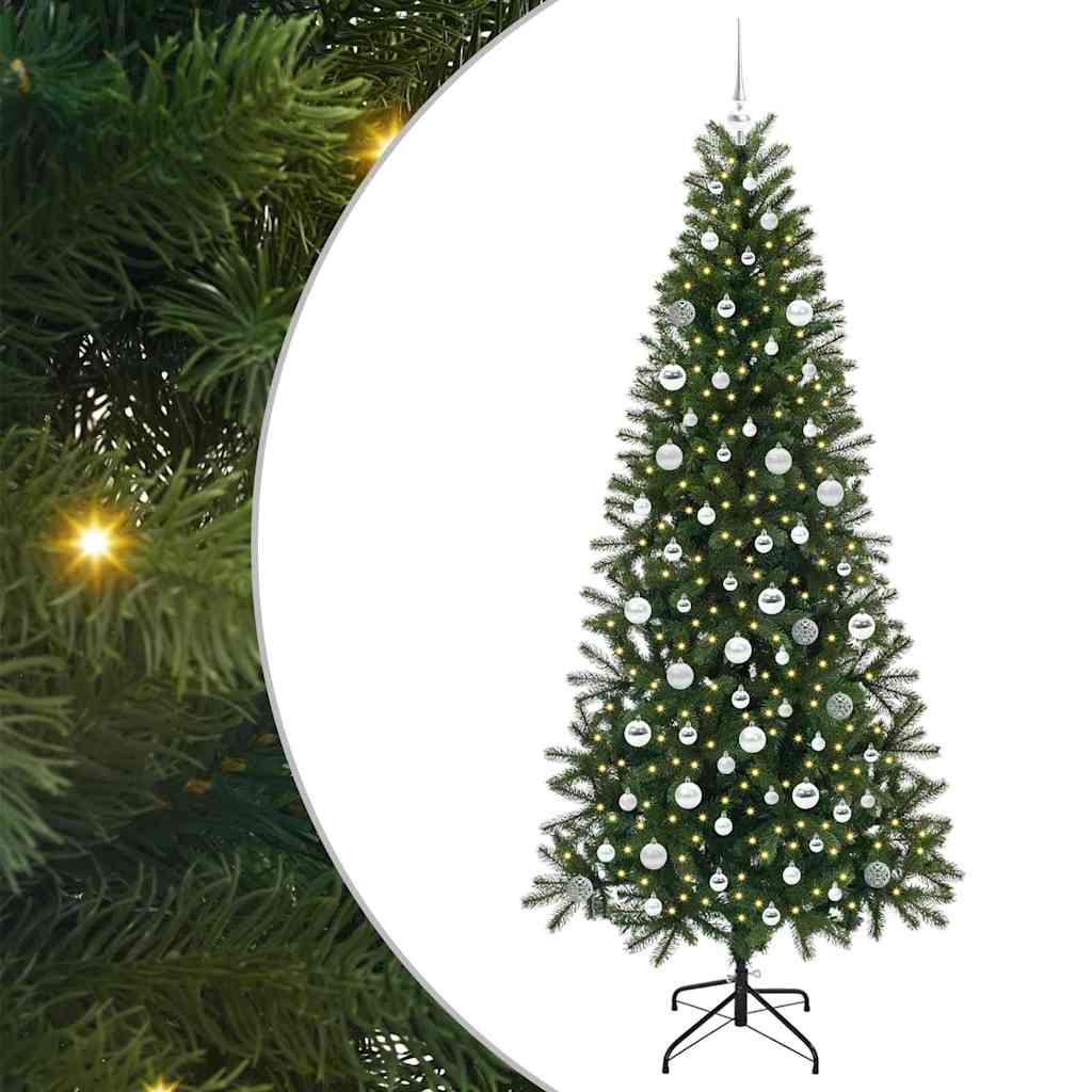 Sztuczna choinka z 300 diodami LED Zielony 210 cm PE i PVC