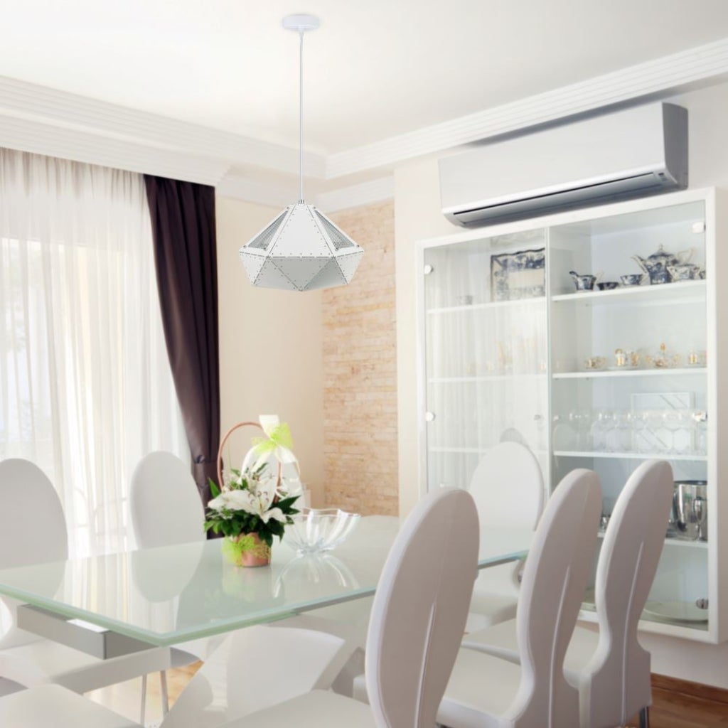 Żyrandol pryzmatyczny LED z metalu z uchwytem na żarówkę E27 (maks. 60 W), kolor biały - 3