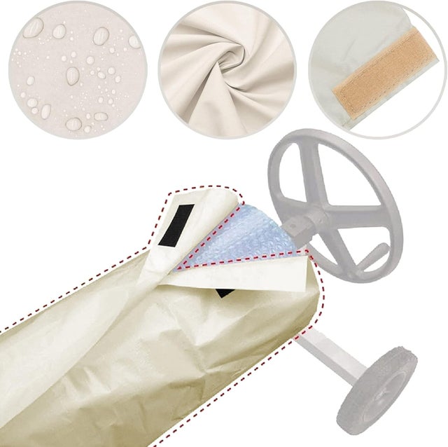 Bâche de protection pour piscines, protection solaire enroulable, bâche 210D, pour piscines hors sol et creusées (Beige, 550 x 96cm)