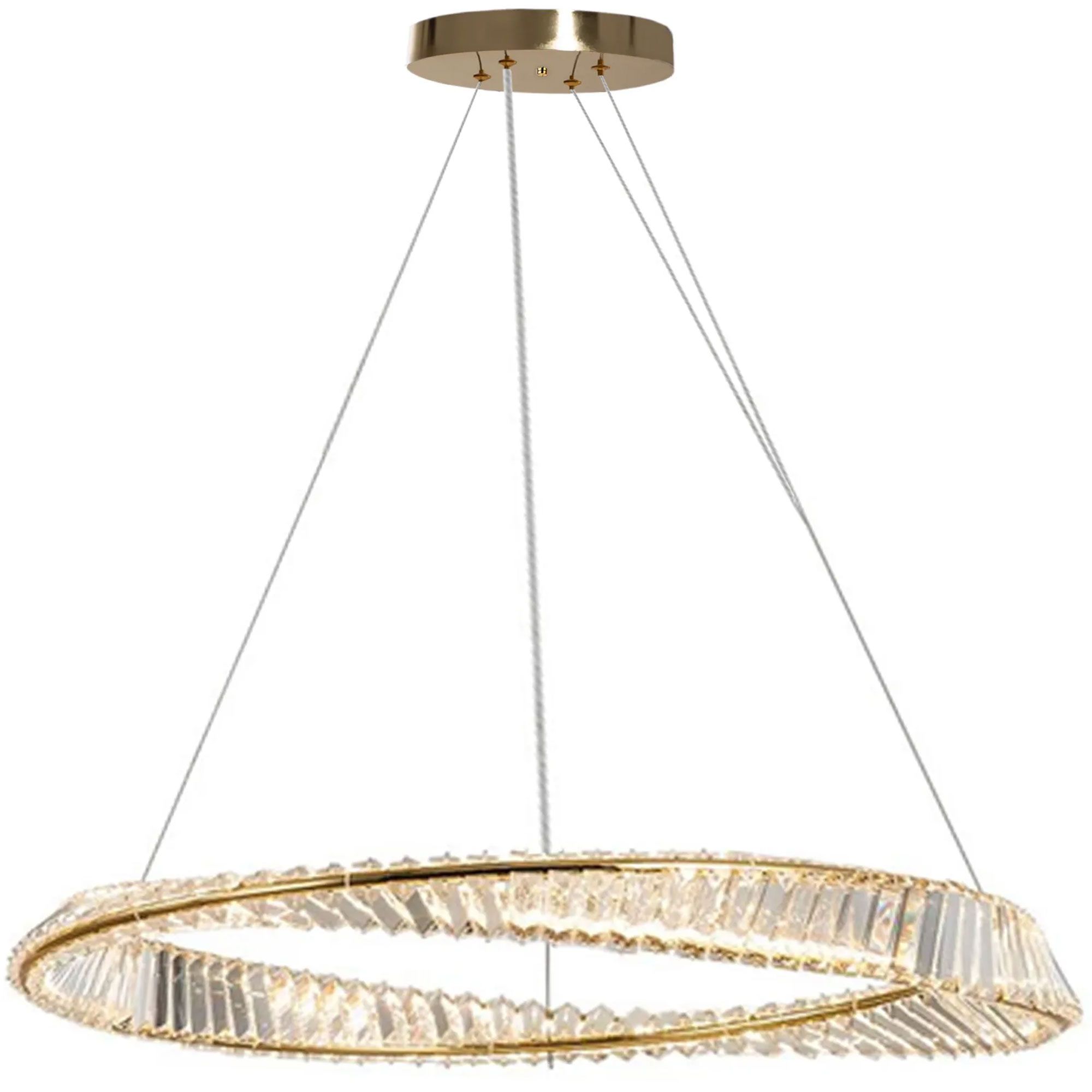 Lampa Sufitowa Kryształowa Led Toolight App1202-Cp Cristal Złoty 80Cm