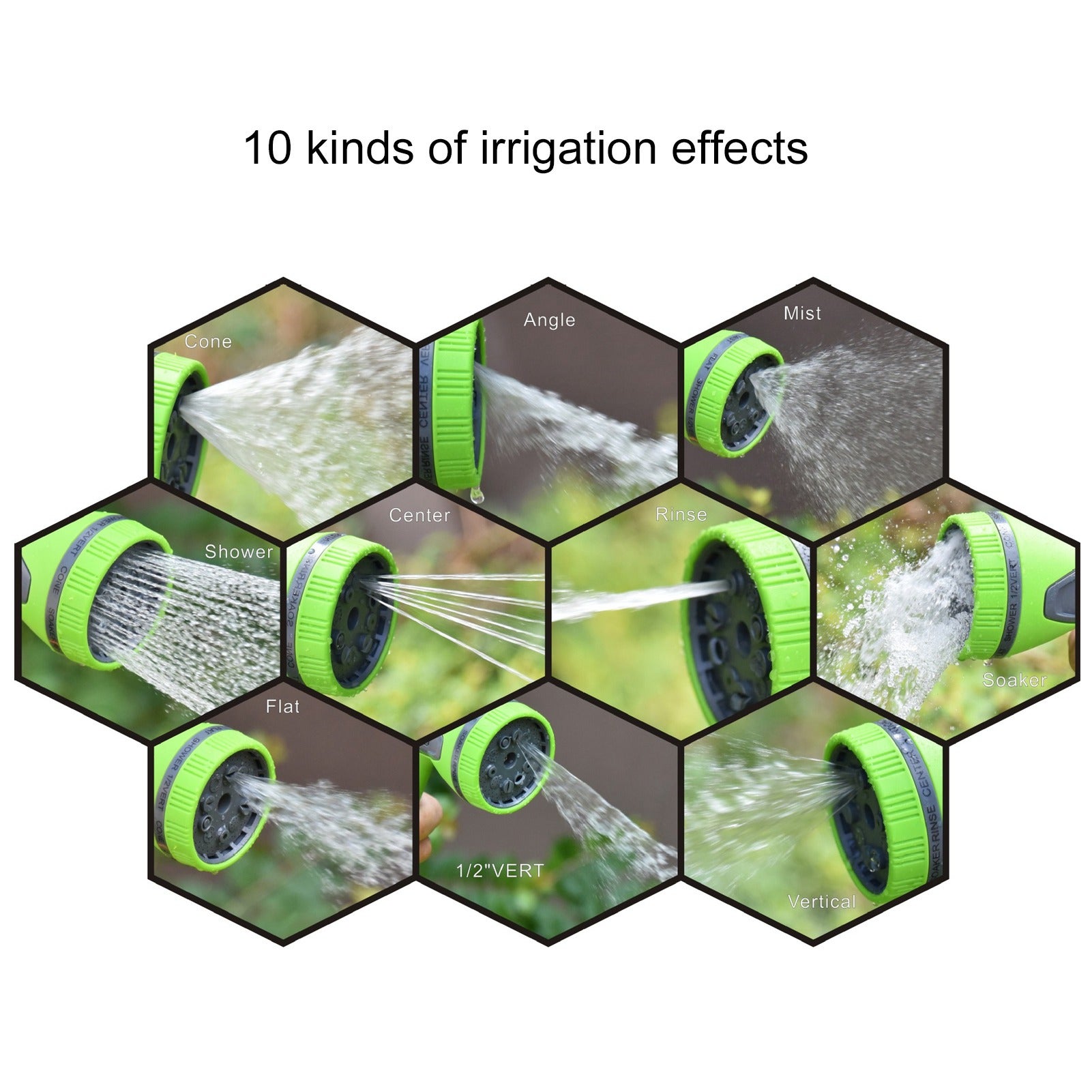Buse de tuyau d'arrosage avec 10 effets de pulvérisation Buse d'arrosage à haute pression pour l'irrigation du lavage de voiture - 5
