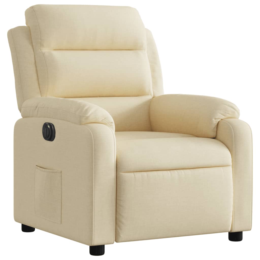 Fauteuil inclinable électrique Crème Tissu - 4