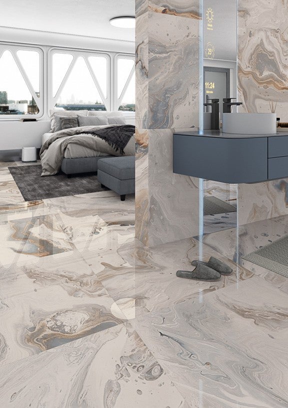 Carrelage Aspect marbre Marbella gris poli 80x80 cm - 2