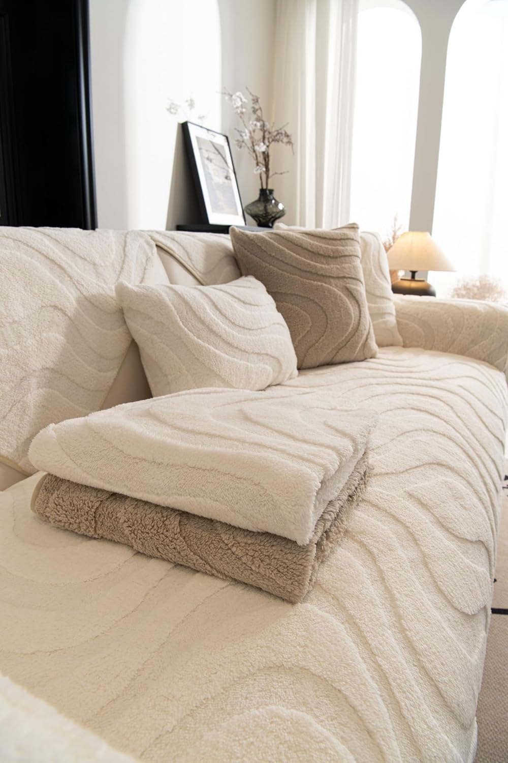 Housse De Canapé d'angle, Couvre/Jete/Protege De Canape 3 Places, Housse Bz/Fauteuil/Clic Clac 2 Places Convertible, Protection Canapé Chat Chien - 4