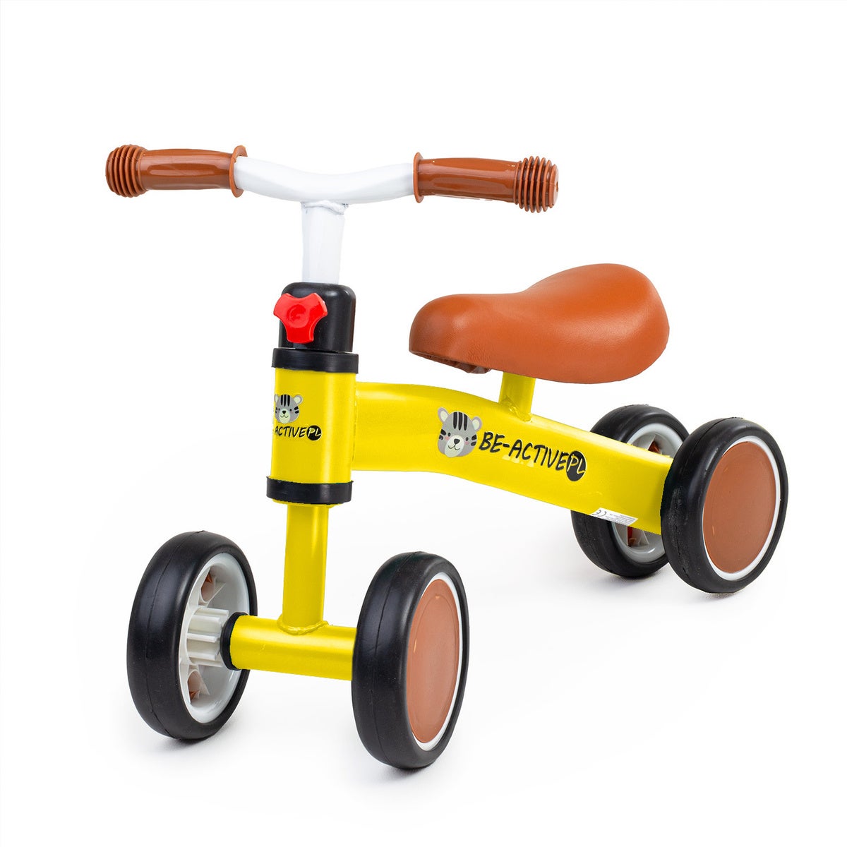 Rowerek biegowy dla dzieci, jeździk do nauki 4-kołowy żółty Be-active.pl