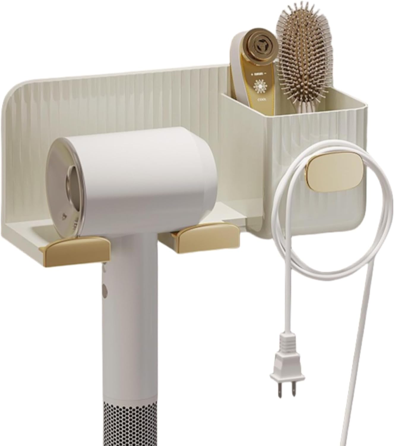 Supporto Per Asciugacapelli Da Bagno, Set Di Accessori Per Organizzare Gli Accessori E Piastra Per Capelli Accessorio Professionale In Alluminio Da Parete Per Mensola Con Fori 83822646