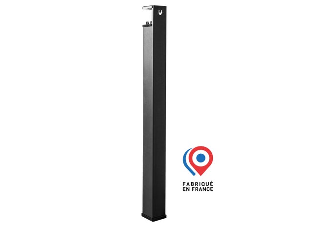 Pied de table carré UZY, fixe et modulable, H.75 cm, acier époxy noir, sans vis