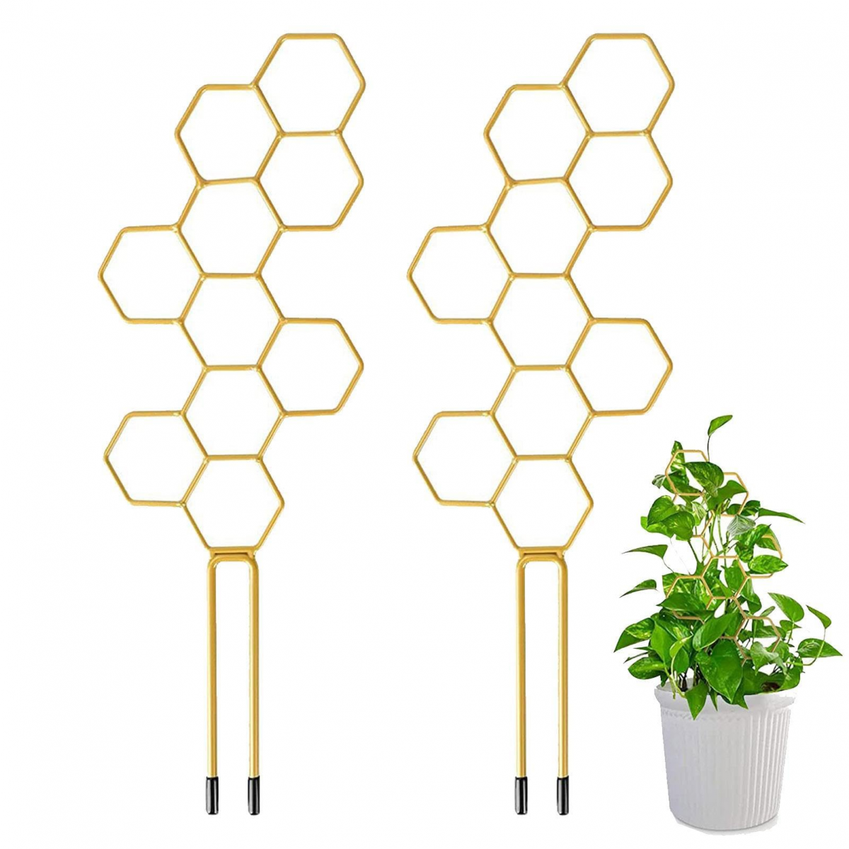 Zestaw 2 podpór do roślin pnących, pręty podtrzymujące o strukturze plastra miodu, rama żelazna, kreatywne pręty mocujące do roślin