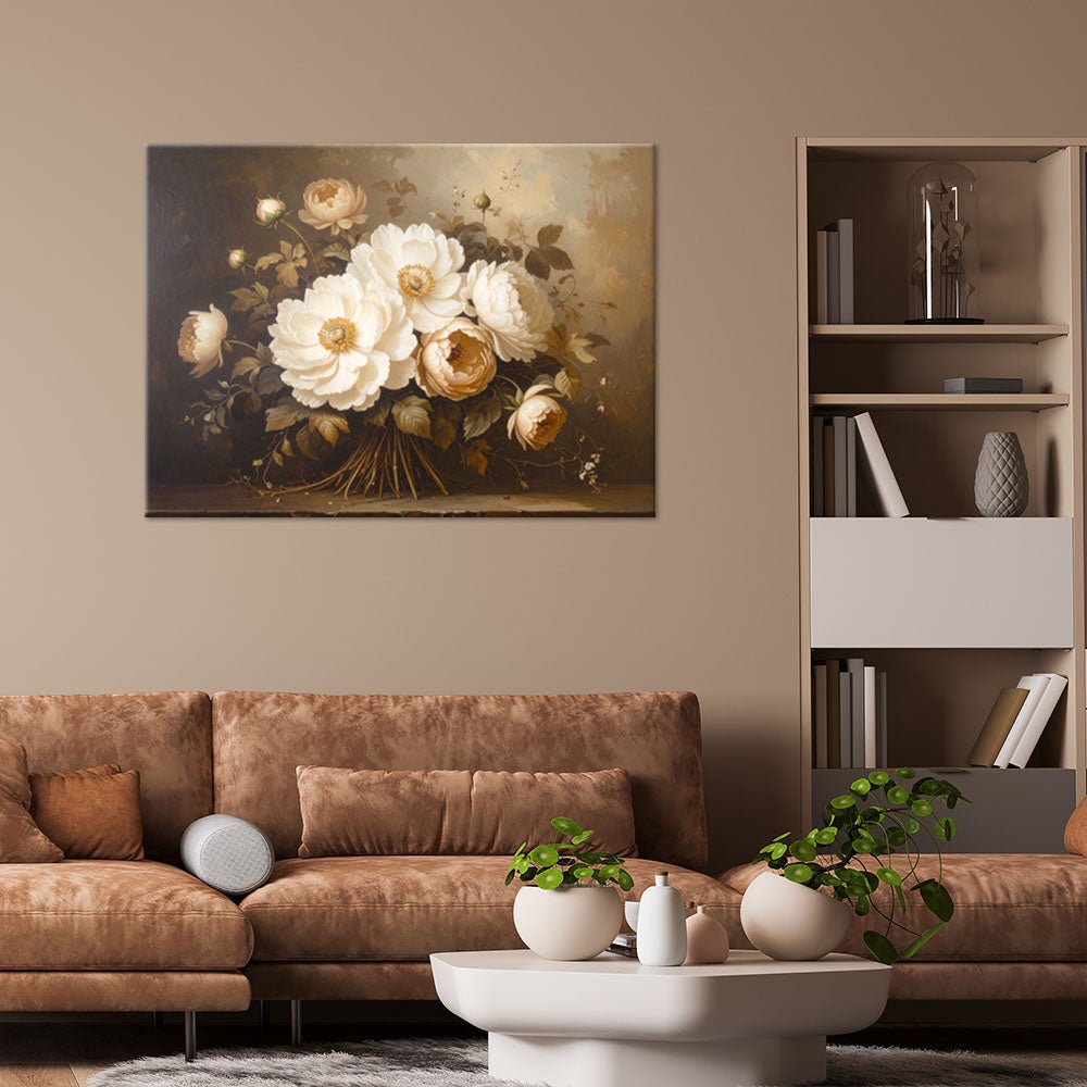 Obraz stylowy do salonu sypialni biura, Martwa natura kwiaty bukiet 60x40 - 2