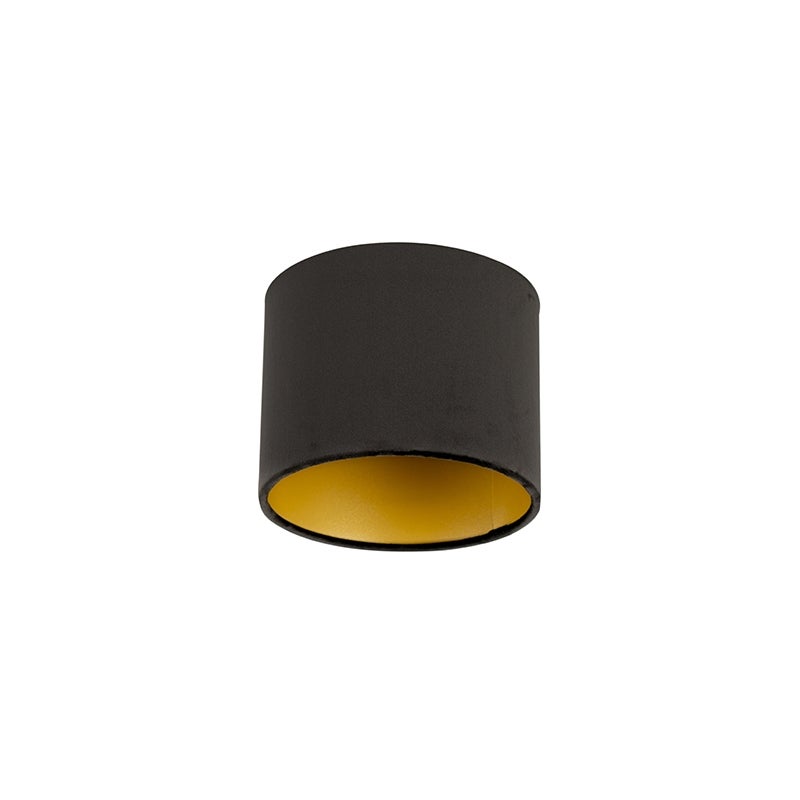 Qazqa nowoczesny - Cilinder Velours - czarny i złoty, supports-e27, diameter 18 centimeter