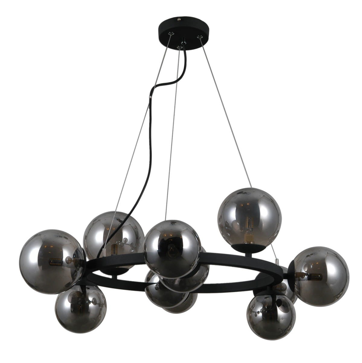 Lampa wisząca Montora czarny satynowy 11xG9x5W nowoczesny wym: 120 x 64,3 x 64,3 cm szkło Italux