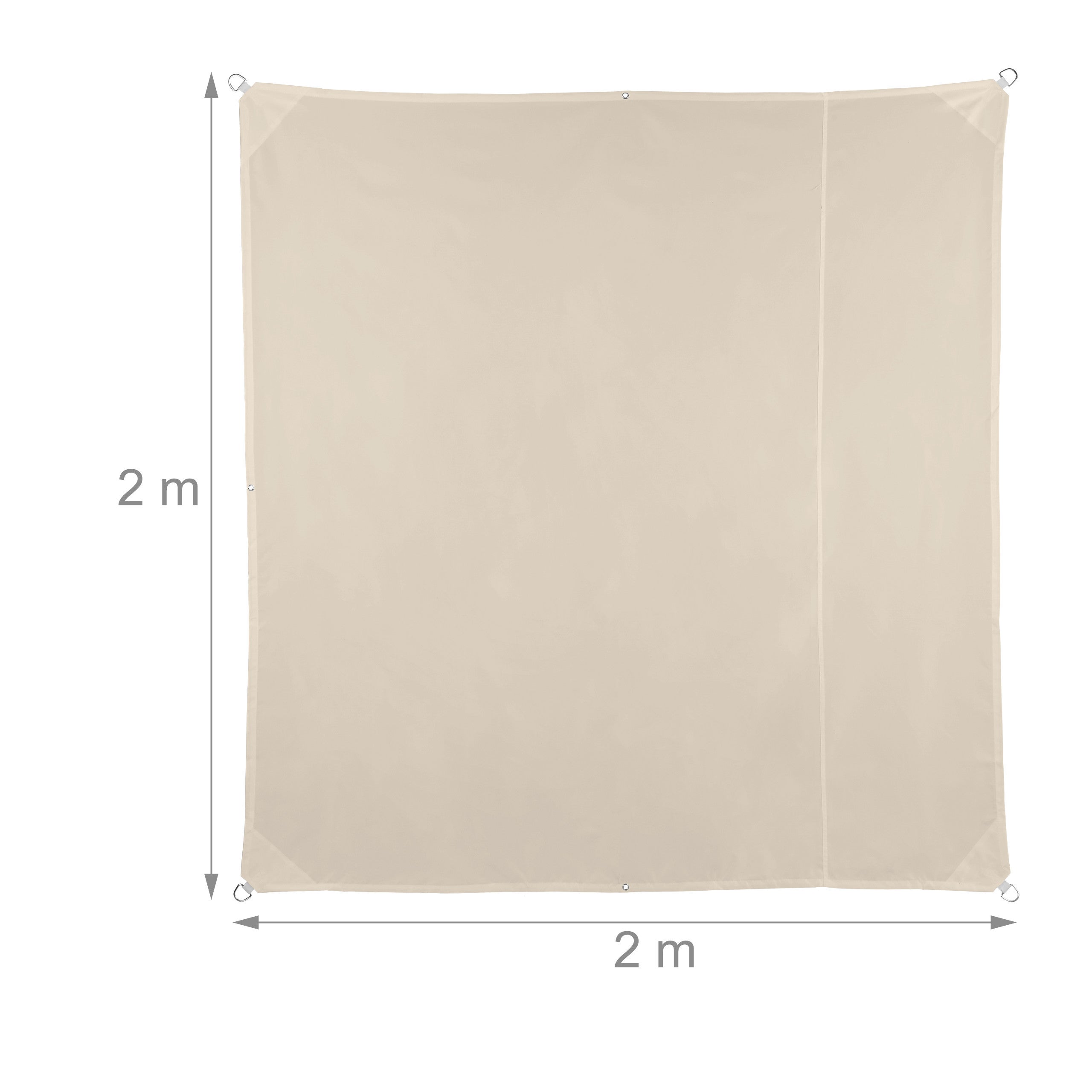 Voile d’ombrage carré diffuseur d’ombre protection soleil UV terrasse toile résistante à l'eau, 2x2 m, beige, Relaxdays - 4