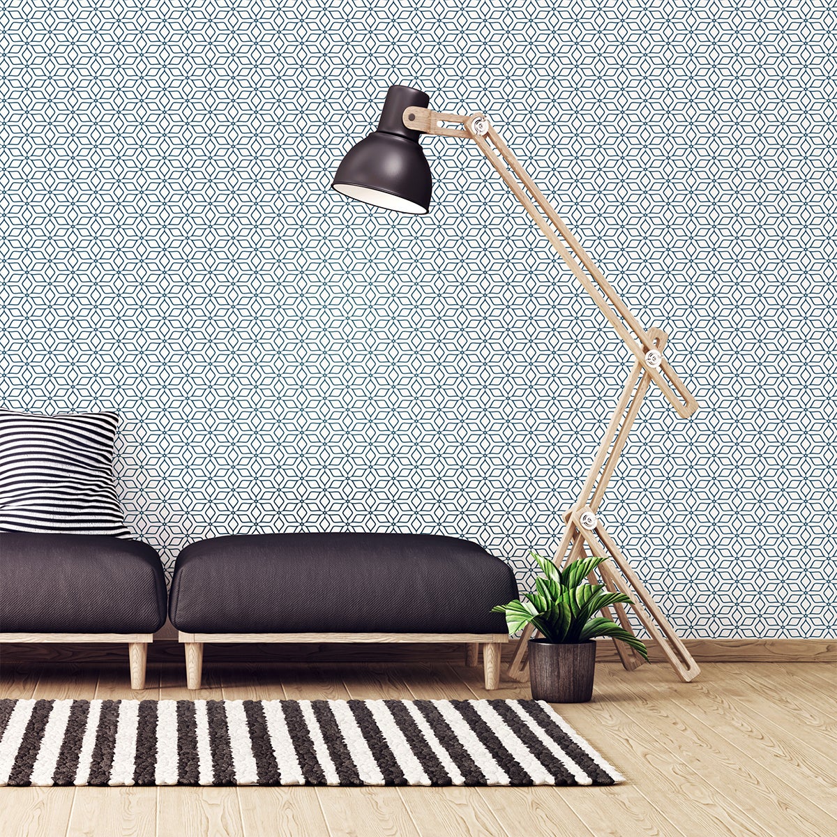 Vinilo papel pintado escandinavo nelio - adhesivo de pared - revestimiento sticker mural decorativo - 50x50cm