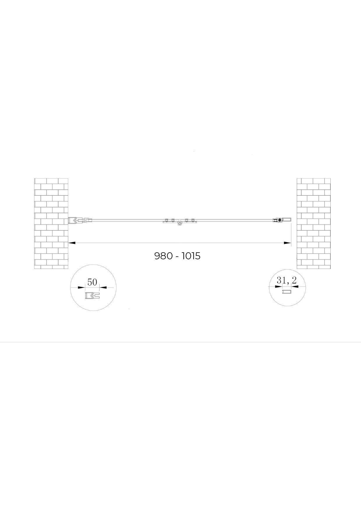 Drzwi prysznicowe składane jak książka (harmonijkowe), montaż we wnęce, szkło 6 mm Easy-Clean, chrom, wys. 190 cm – drzwi 98-101,5 - 4