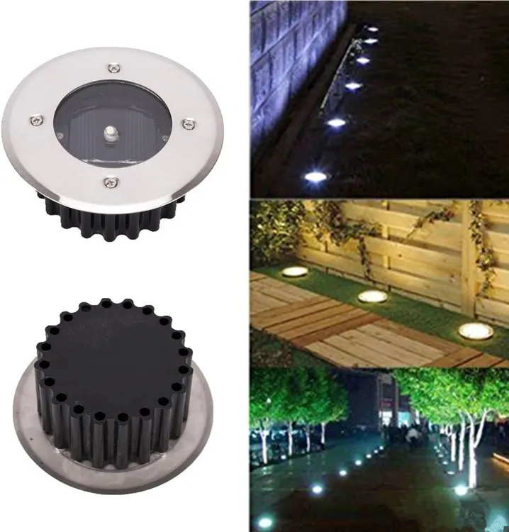 LED Lampe solaire au sol 10 Pack, lumière extérieure, Réverbère Lumières, Ensevelies Lumière, étanche IP65 (Blanc Froid, Rond) Classe énergétique A+ - 6