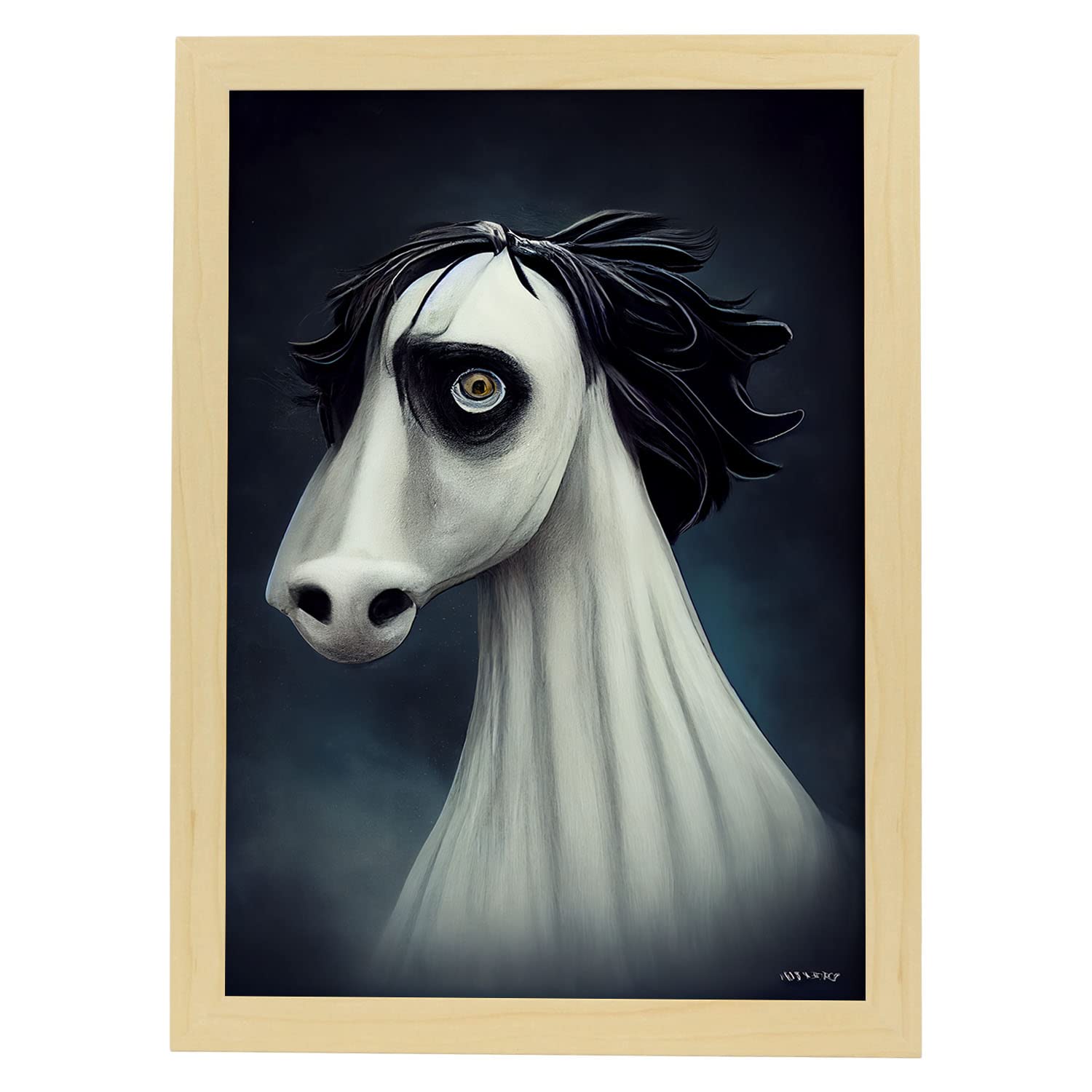 Nacnic lámina caballo humilde estilo t burton ilustraciones y pósters de animales inspirados en el arte gótico de burton diseño y a4 marco madera