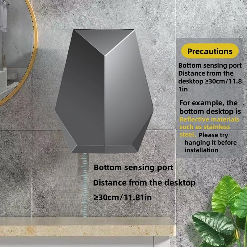 Sèche-mains à induction, entièrement automatique, 1600 W, sèche-mains à air chaud haute vitesse, séchage rapide en 10 seconde, prise européenne, noir - 5