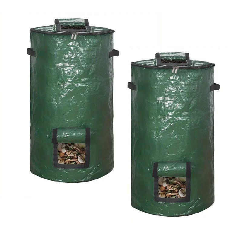 Kit Sacs à Compost 30x60 cm Pliables avec Zip et Poignée