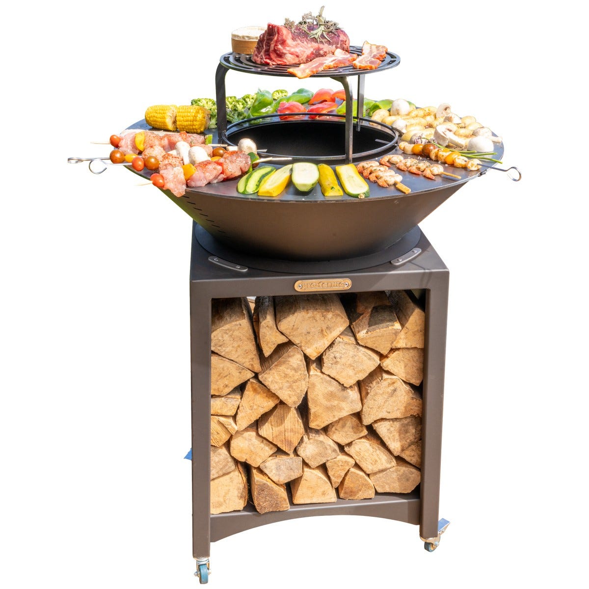 FIESTA Brasero Haut Avec Plaque Et Grille Amovible En Acier Barbecue FIESTA Brasero Haut Avec Plaque Et Grille Amovible En Acier Barbecue