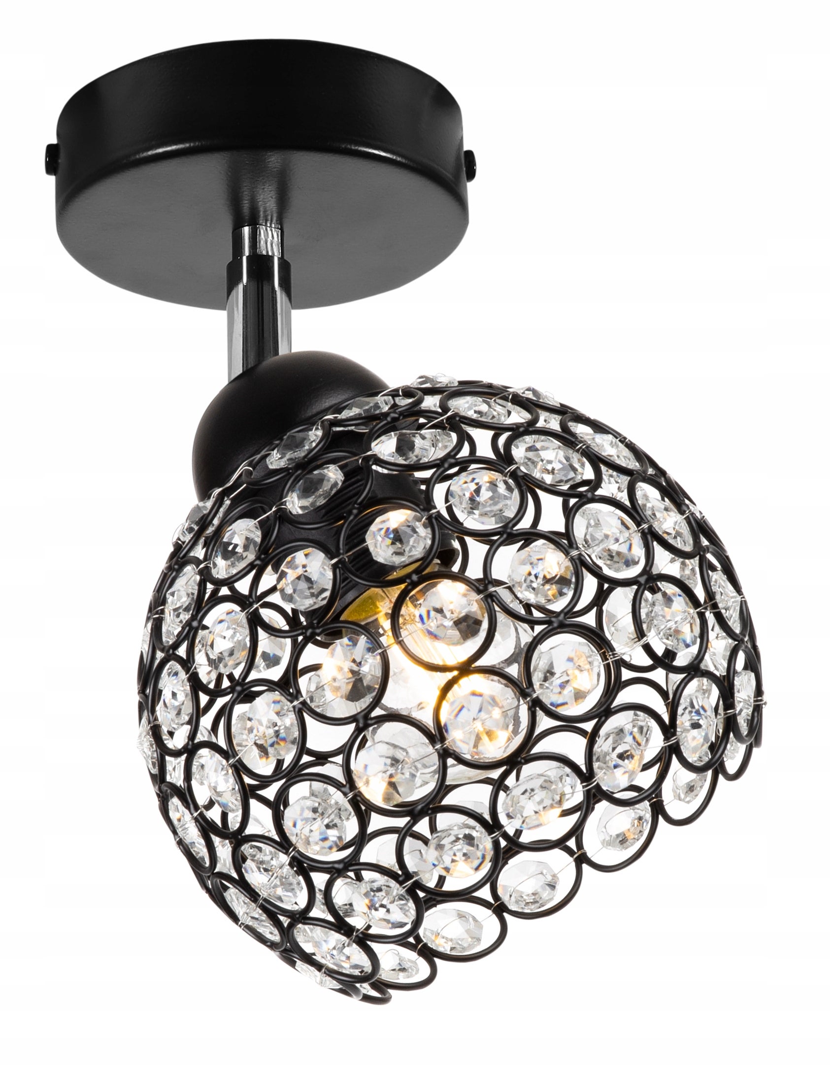 Lampa sufitowa wisząca Crystal czarny 1xE27 klosz kula metal kryształki bezbarwny/czarny Light Home LH