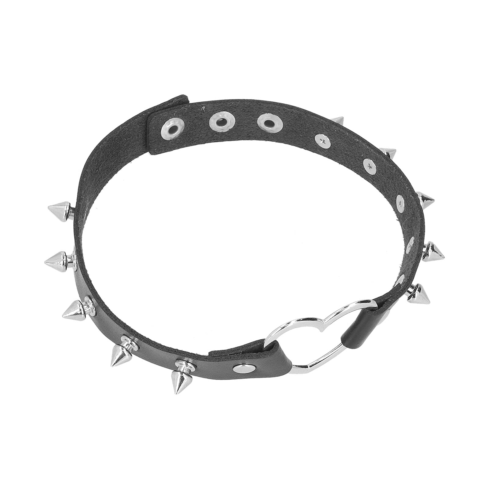 Collier Ras Du Cou En Cuir PU Style Gothique Punk - Rivets En Forme De Cœur - Longueur Réglable - Cadeau