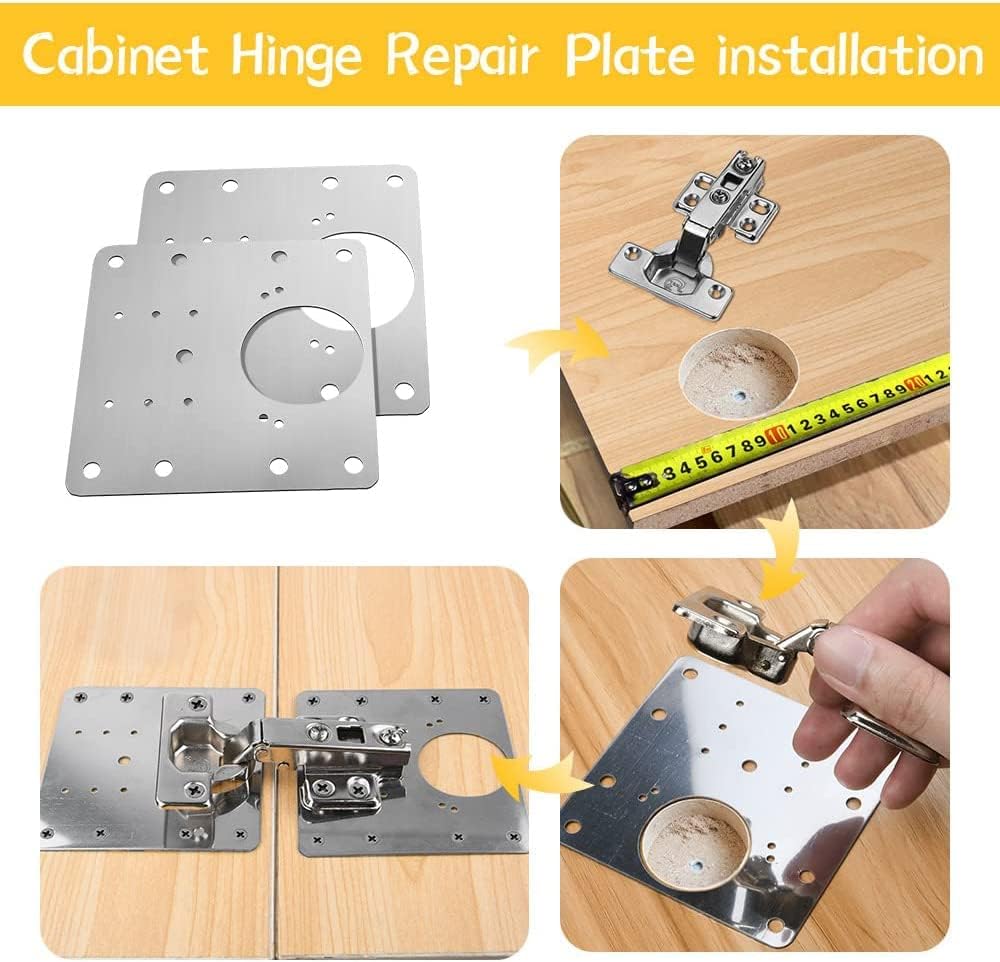 Set di cerniere per ante di mobili, kit di riparazione per mobili in acciaio inossidabile con 12 viti - 2