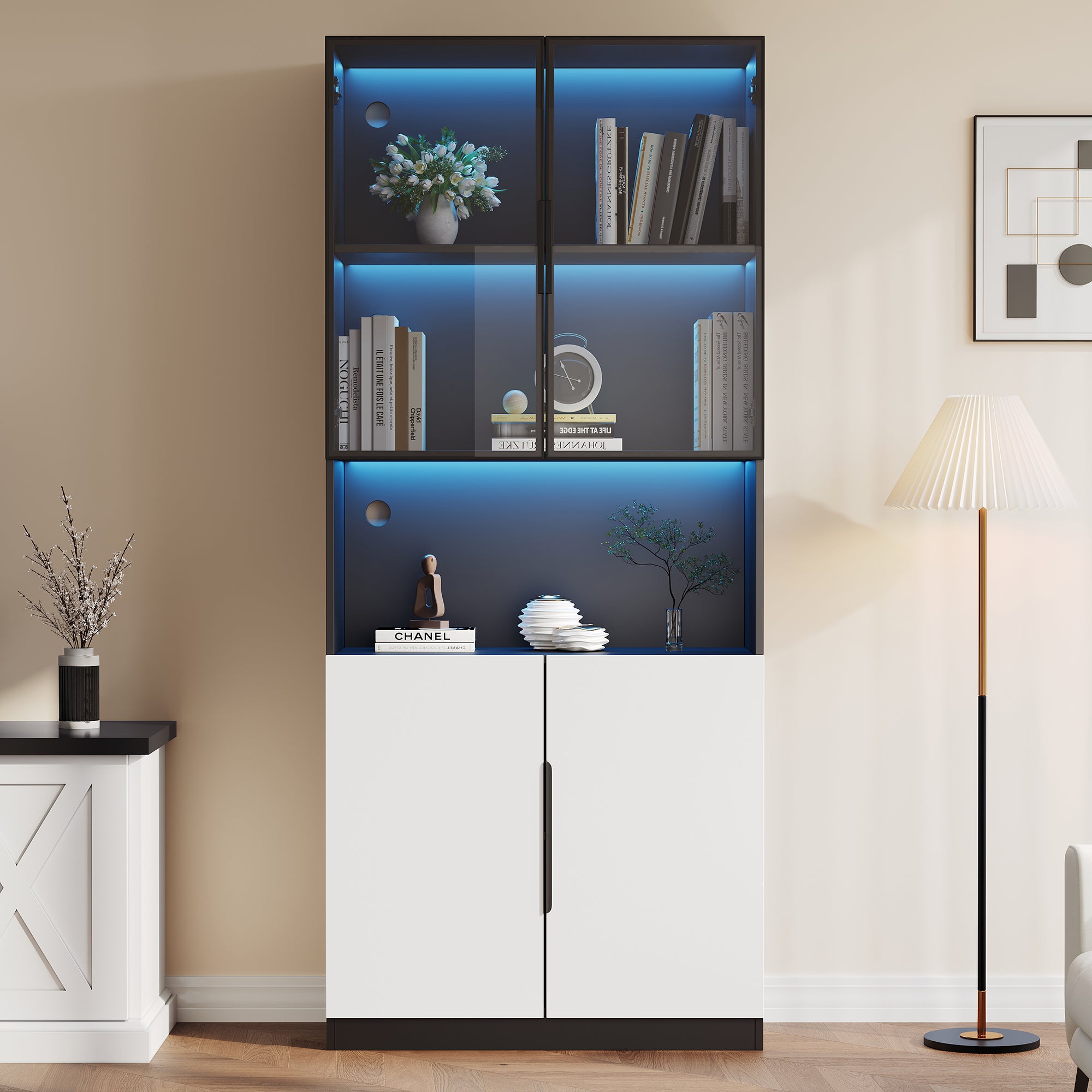 1-deurs vitrine met LED Jules White