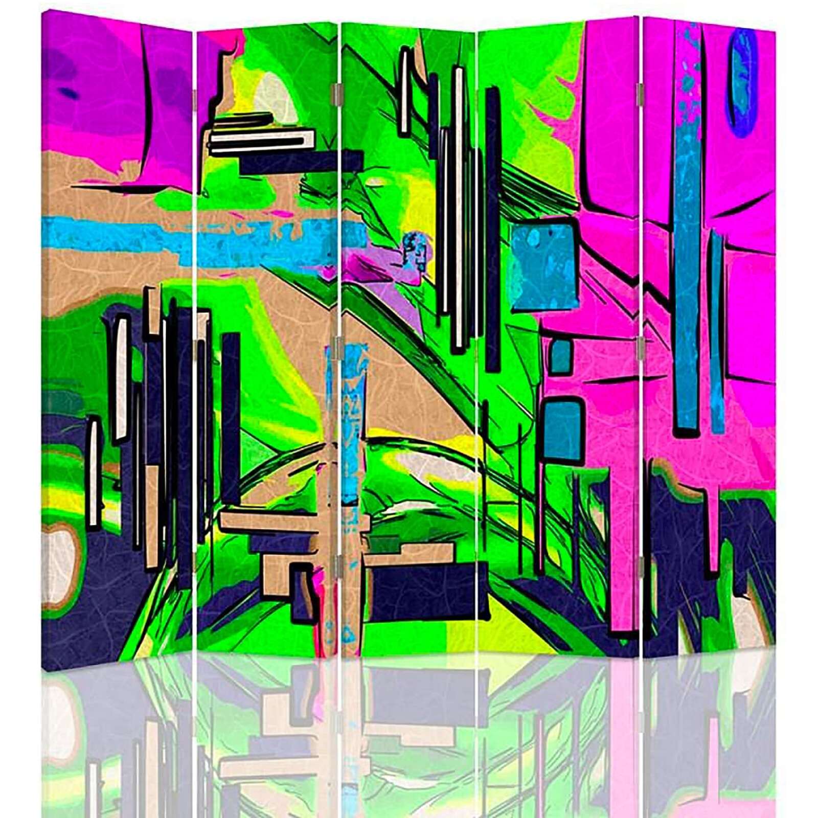 Paravent décoratif paysage abstrait, séparation 5 panneaux - 180 x 180 ...