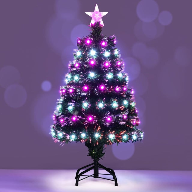 Árbol de Navidad pequeño artificial iluminado de 93 cm, 8 modos de iluminación, base plegable, decoración interior y exterior, tienda y oficina.