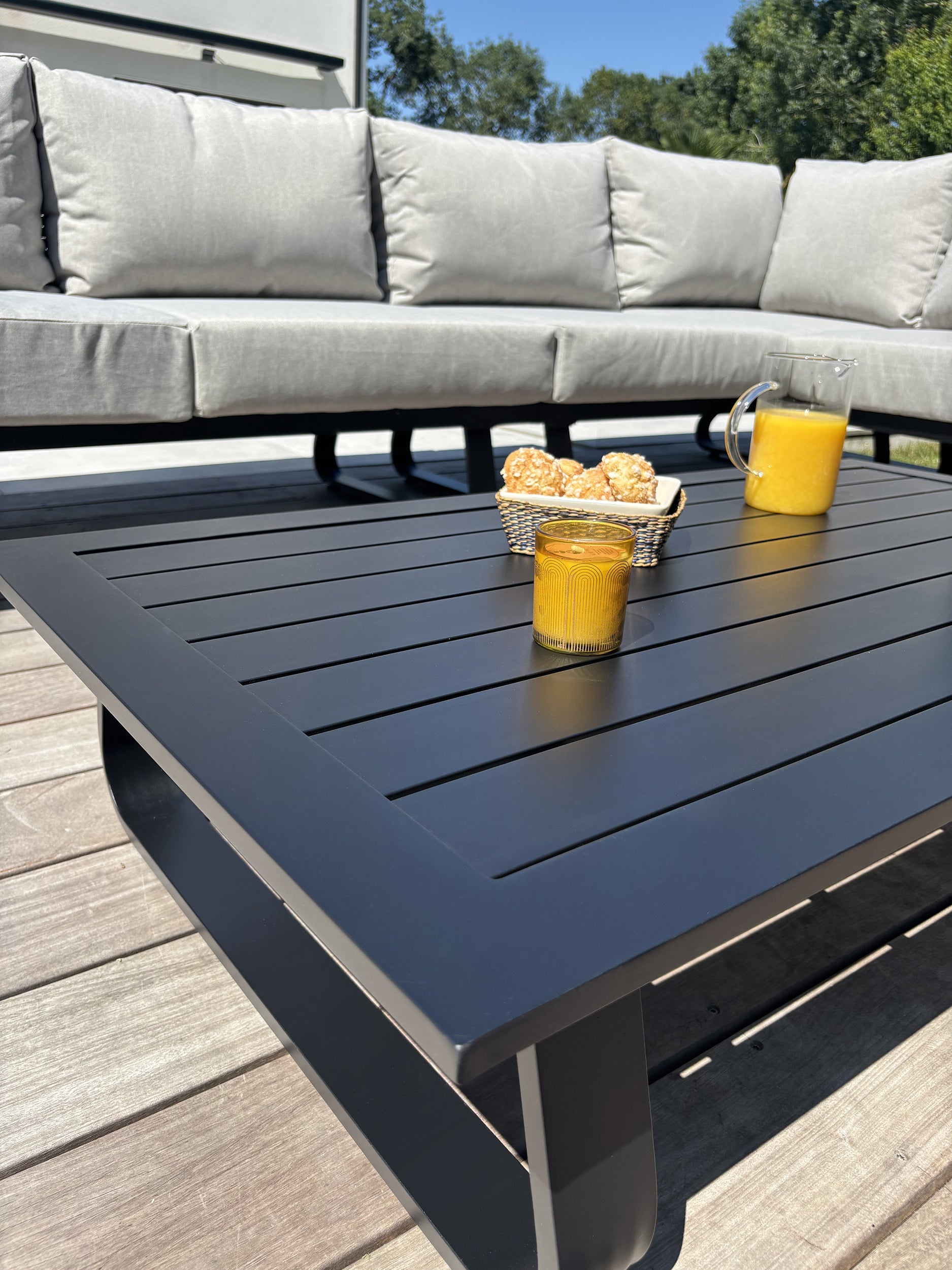 Salon de jardin bas en aluminium (6 places) KUMLA - DCB GARDEN | Leroy ...