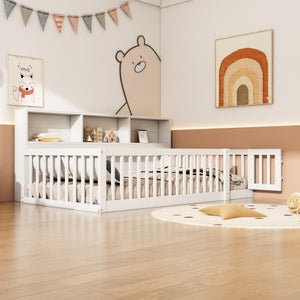 Letto Singolo A Forma Di Casetta Con 2 Finestre – Struttura In Pino E MDF Bianco – Lettino Per Bambini Con Protezioni – 207x97x174 Cm (materasso 200x90 Cm)