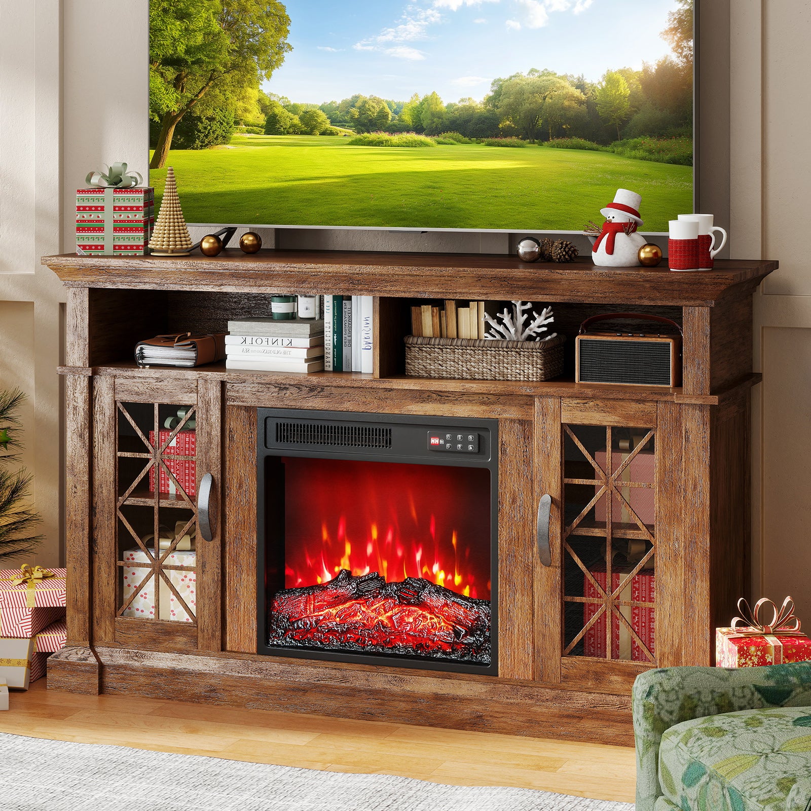 Cheminée Électrique Encastrable 750W/1500W avec Télécommande, Réglable en Couleur & Luminosité, Minute 8H Protection Contre Surchauffe - 7