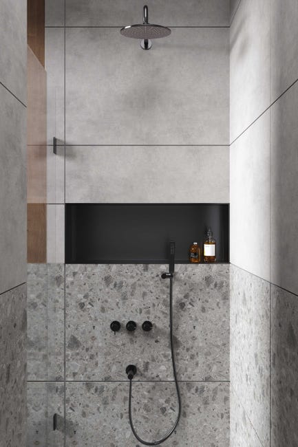 Niche de douche en acier inoxydable noir mat, niche murale Niche de douche en acier inoxydable noir mat, niche murale