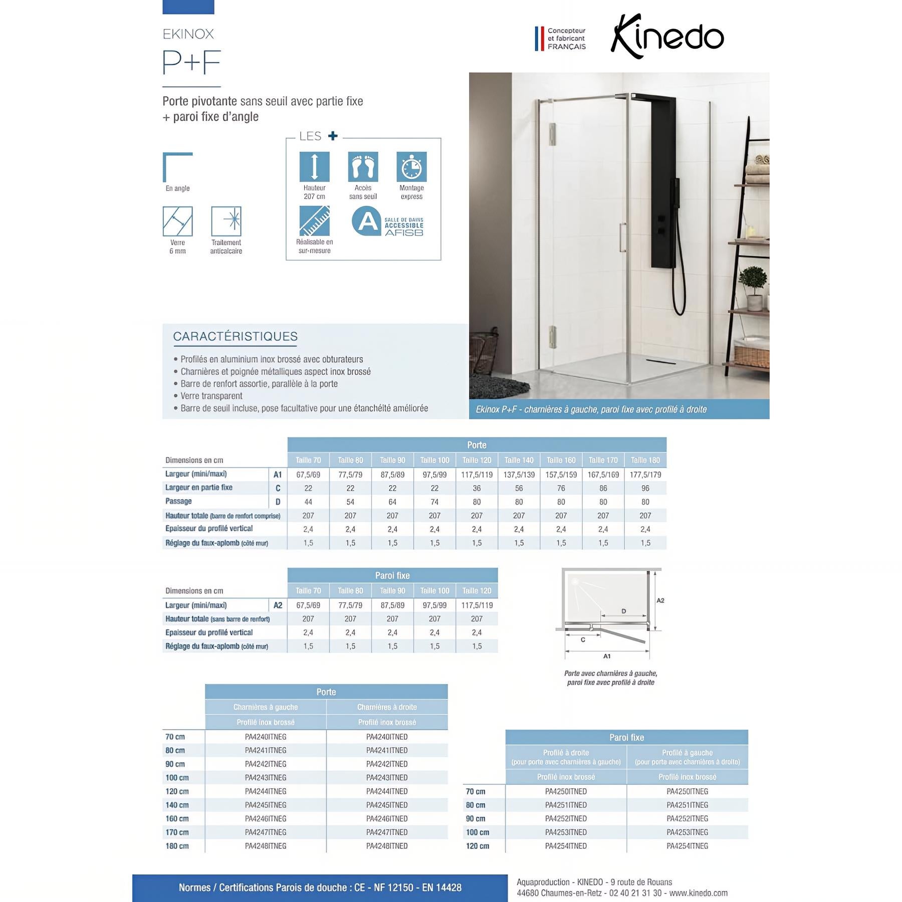 Ekinox p + f porta doccia cerniere a destra 140 cm - 2