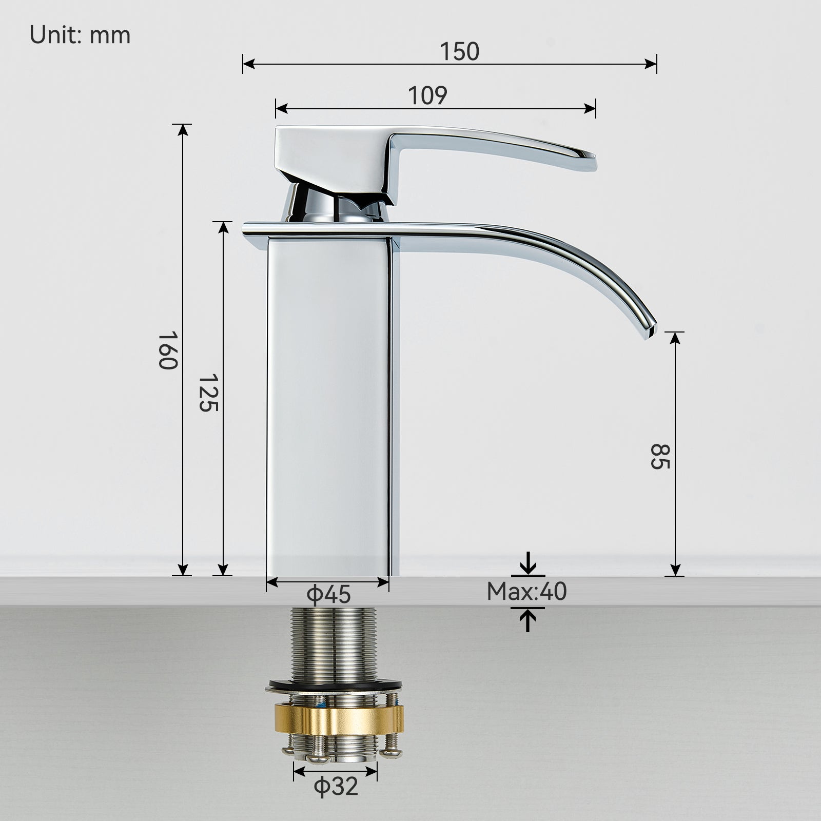 Cecipa Max Grifo de baño mezclador de un solo orificio, grifo para lavabo en cascada - 5