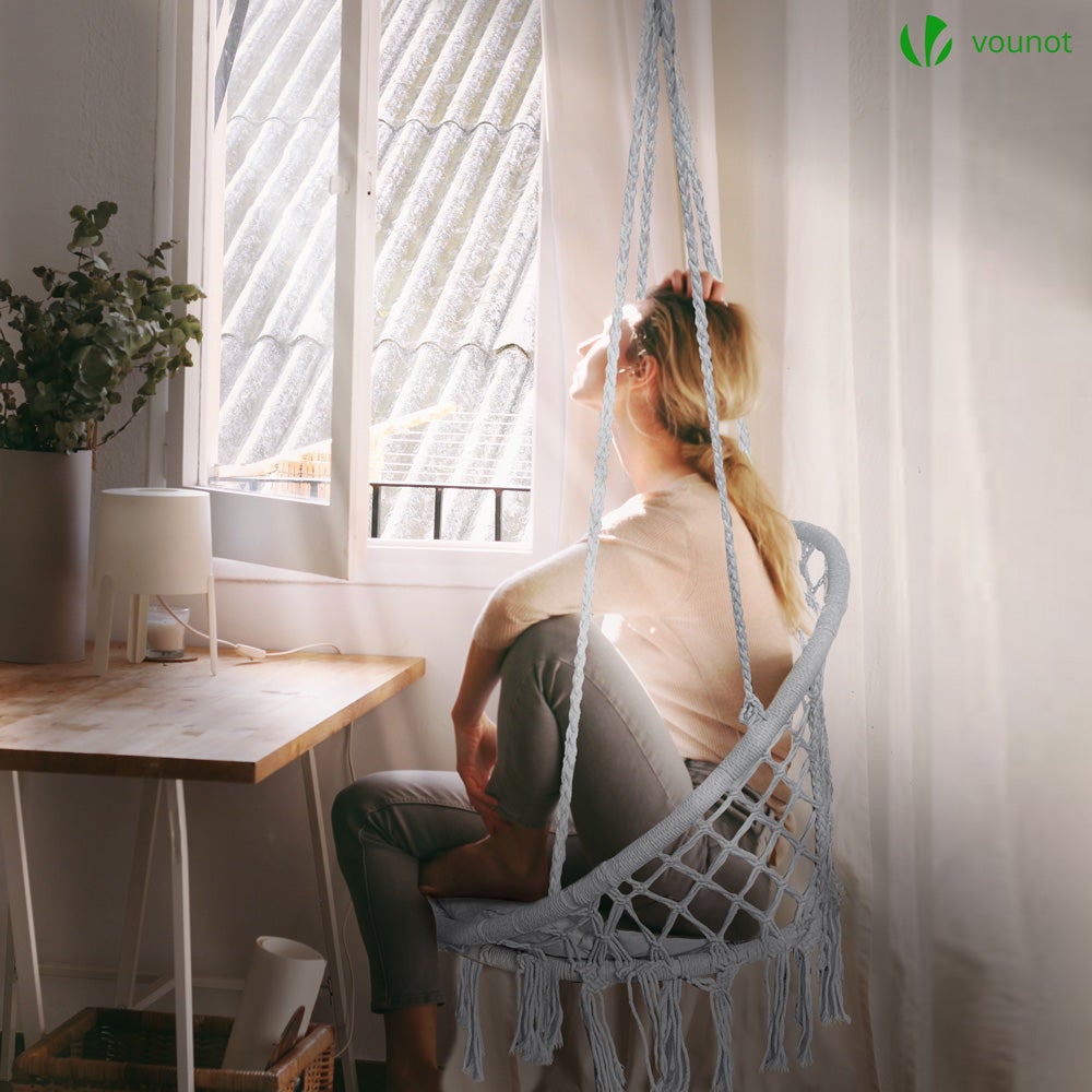 Poltrona Sospesa Sedia Amaca con Cuscino Tondo Grigio Leroy Merlin