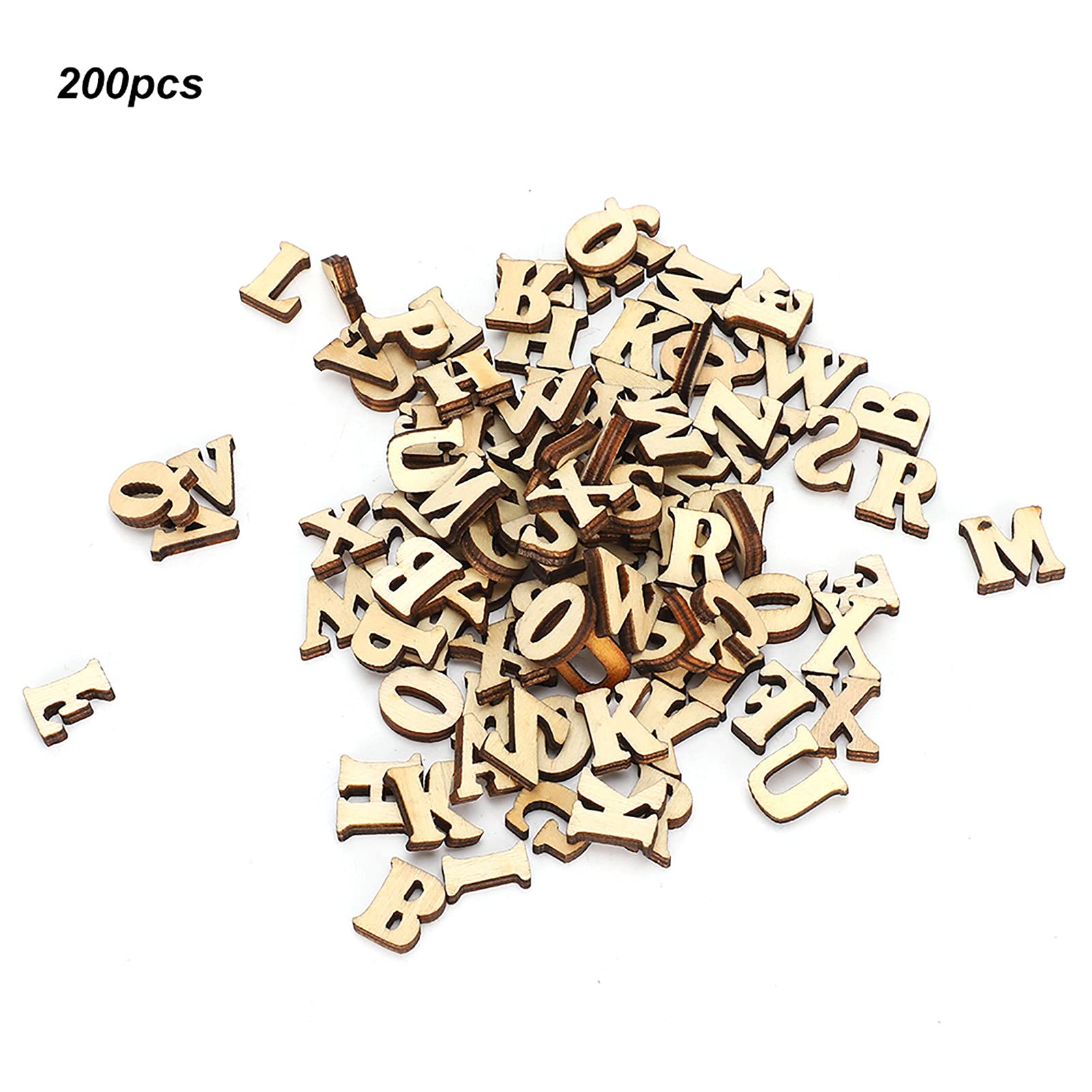 Lot de 200 lettres en forme de bûche à faire soi-même, en feuille de bois, éducatif, décoration pour 26 lettres anglaises - 4