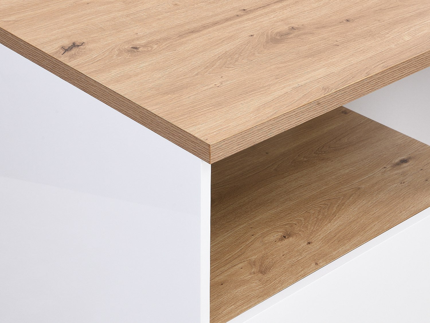 Ilot central de cuisine avec 2 portes et 1 niche en MDF - Naturel et blanc - CORELINA - 6