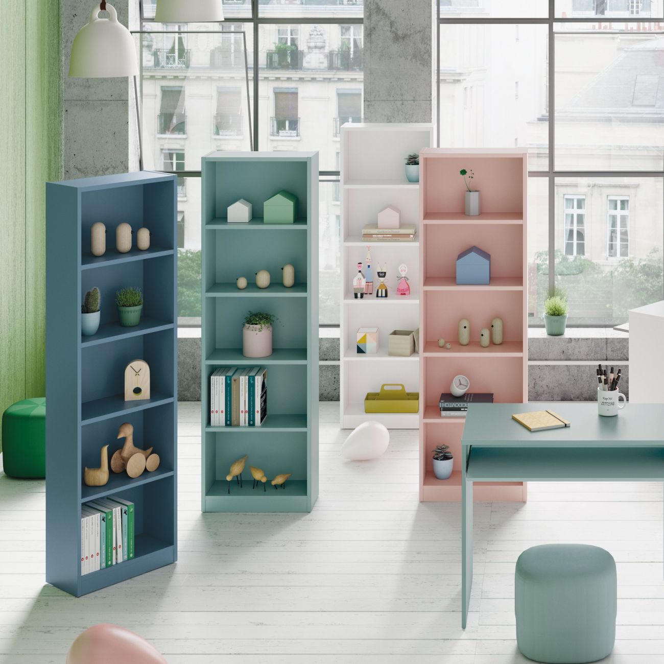 Bibliothèque pour Chambre enfant en melaminé Blanc H. 180 x l. 25 x P. 25 cm - 5