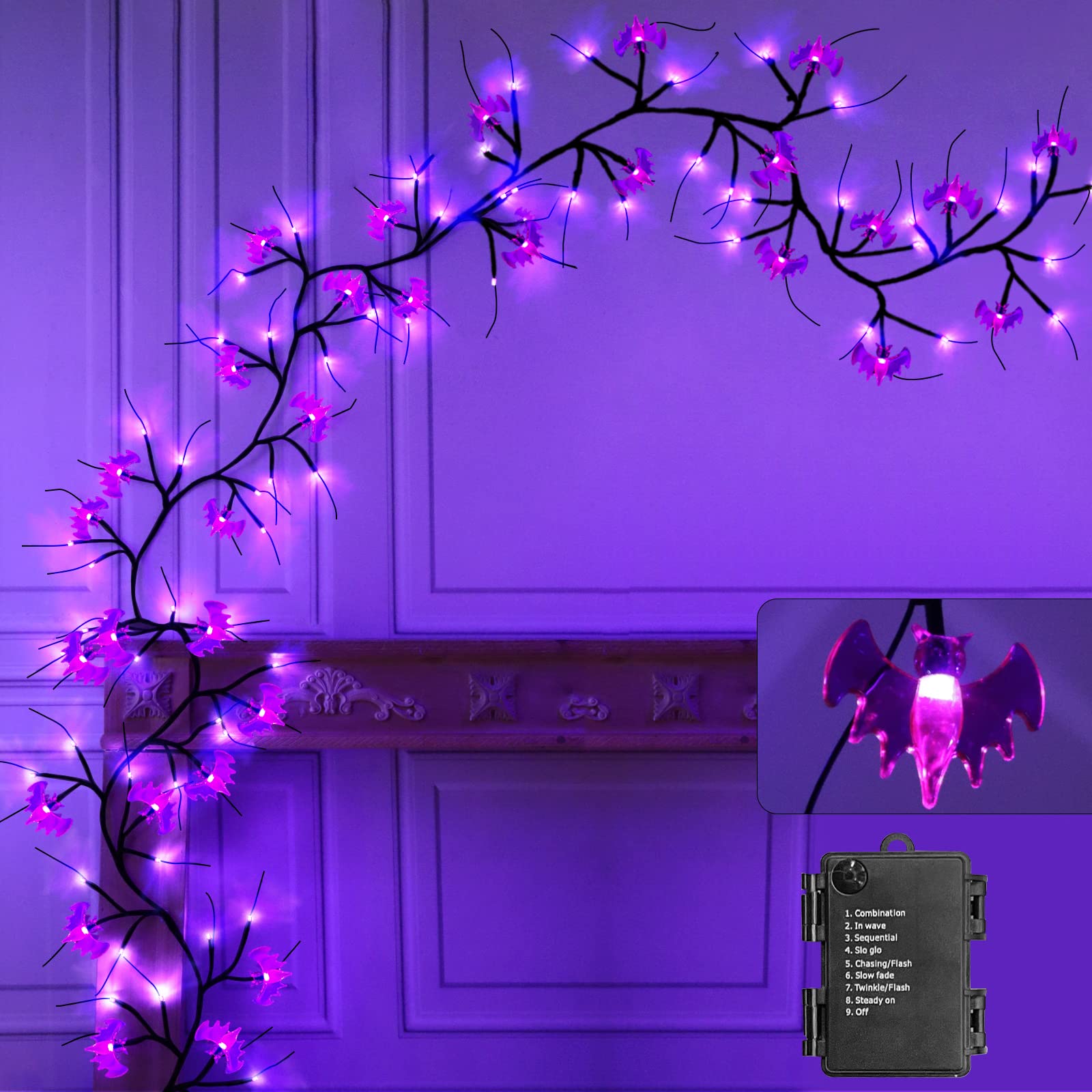 Guirlande Lumineuse LED Chauve-souris, 20 Pièces, Décoration Murale