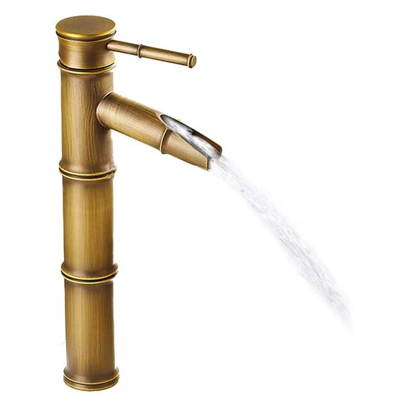 Wysoka bateria bambusowa, bateria zlewozmywakowa typu wodospad, bateria zlewozmywakowa jednootworowa, bateria łazienkowa z brązu