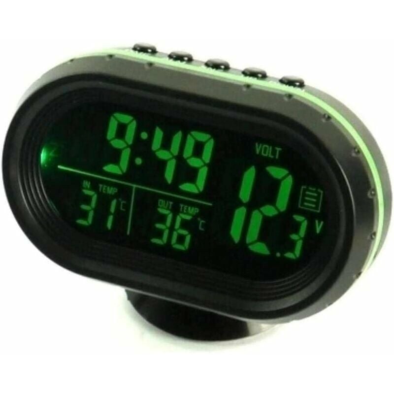 Cyfrowy woltomierz samochodowy 4 w 1, termometr, zegar, alarm, monitor napięcia, LCD, podświetlenie, 12/24 godziny