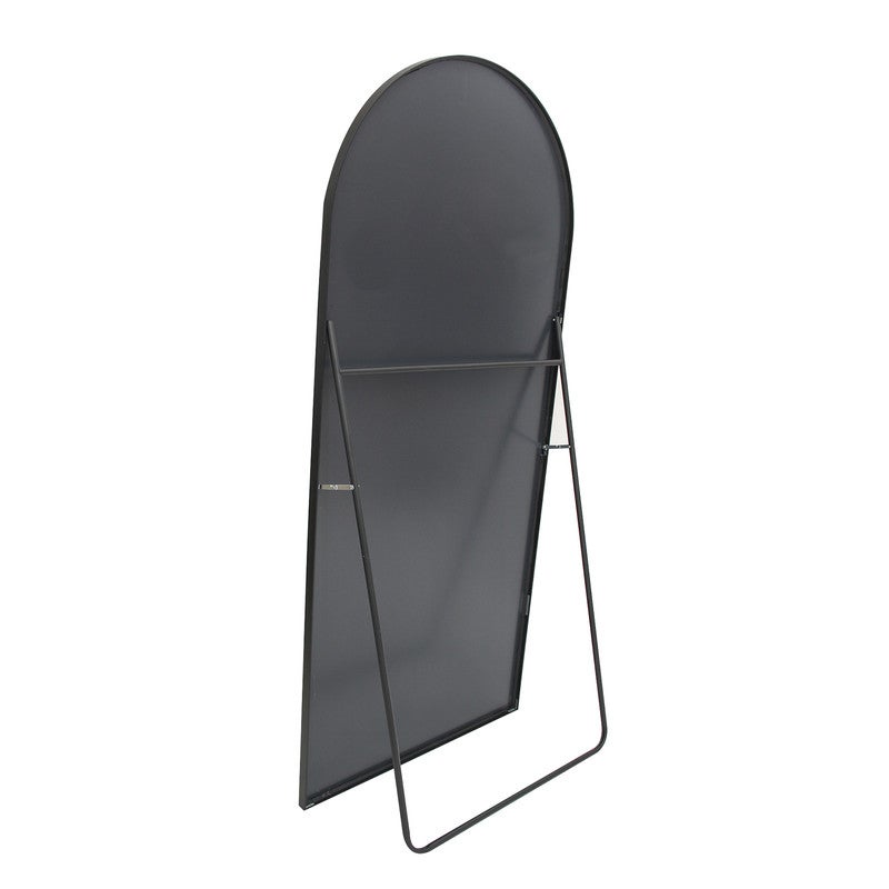 Miroir sur pied, 162x53cm, cadre en alliage d'aluminium, verre trempé, miroir arche, noir - 9