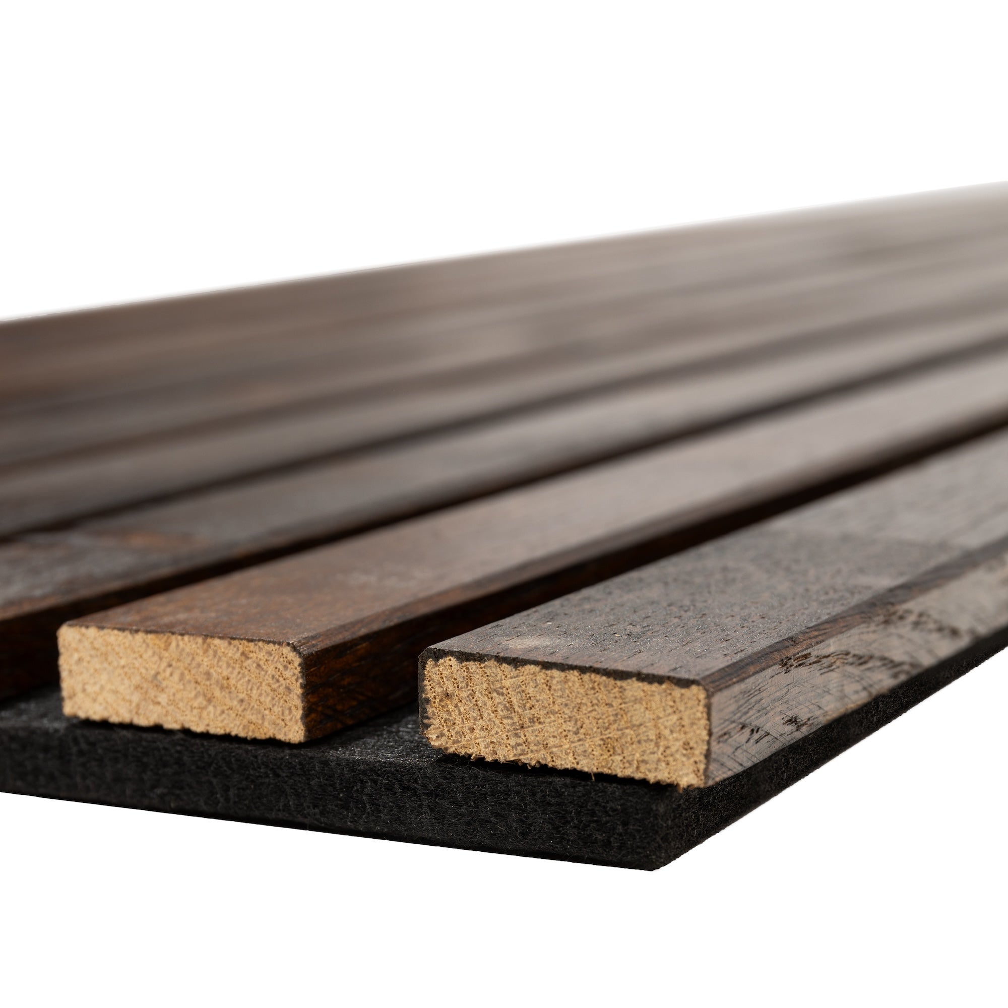 Lot de 2 Panneau Tasseau Acoustique en Bois - Bois de Bouleau Massif - 2400x600mm - Lattes 35mm, Support en Feutre Noir - 7