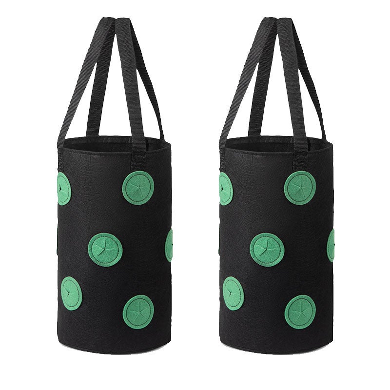 Wiszący kwietnik na rośliny z 12 otworami, worek do uprawy roślin, koszyk do uprawy roślin wielootworowy (czarny z zielonymi kropkami)