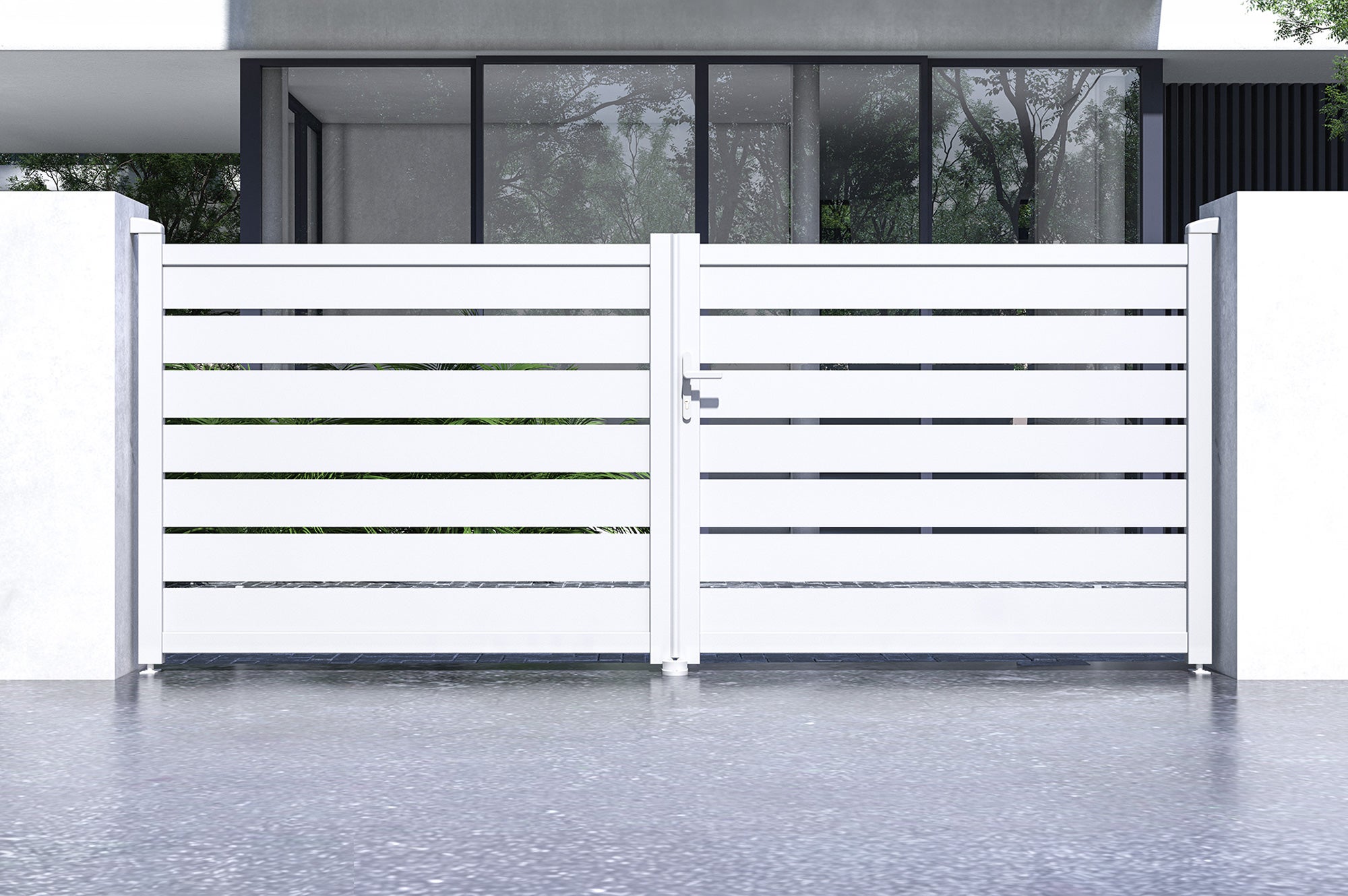 Portail battant 3,5m VOGEL H.140 aluminium blanc - 2