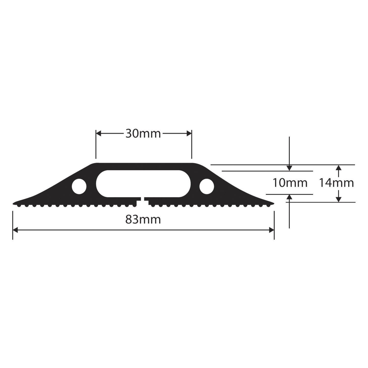 D-Line FC83B Canalina Pavimento, Canalette Elettriche, Passacavi Calpestabile, Passacavo a Pavimento - Cavità per cavi = 30mm (Larghezza) x 10mm (Alt - 4