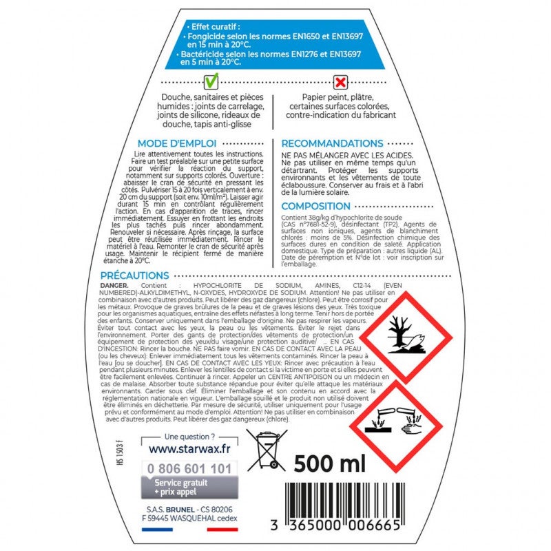 Anti-moisissures pour joints et salle de bains 500ml STARWAX - 2