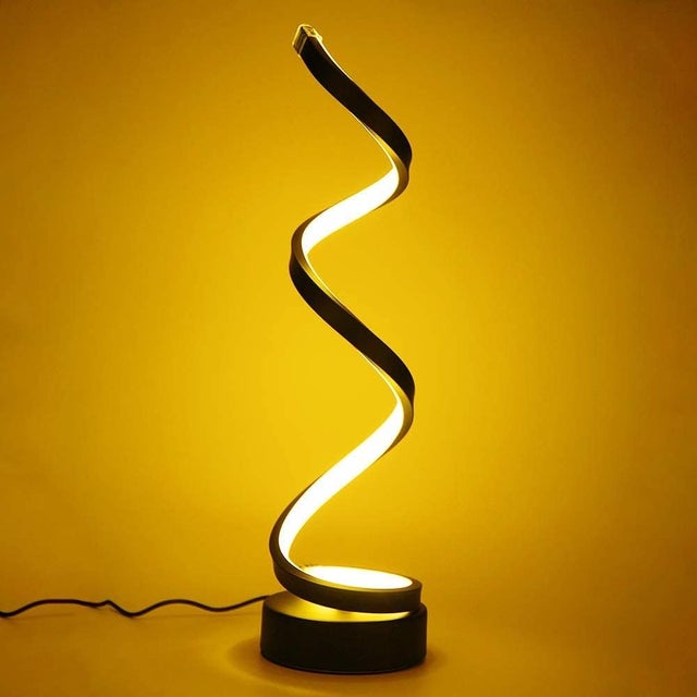 Lampada da tavolo a LED a spirale dimmerabile da 12 W, luce bianca calda, protezione per gli occhi, nera, per comodino, illuminazione per interni.