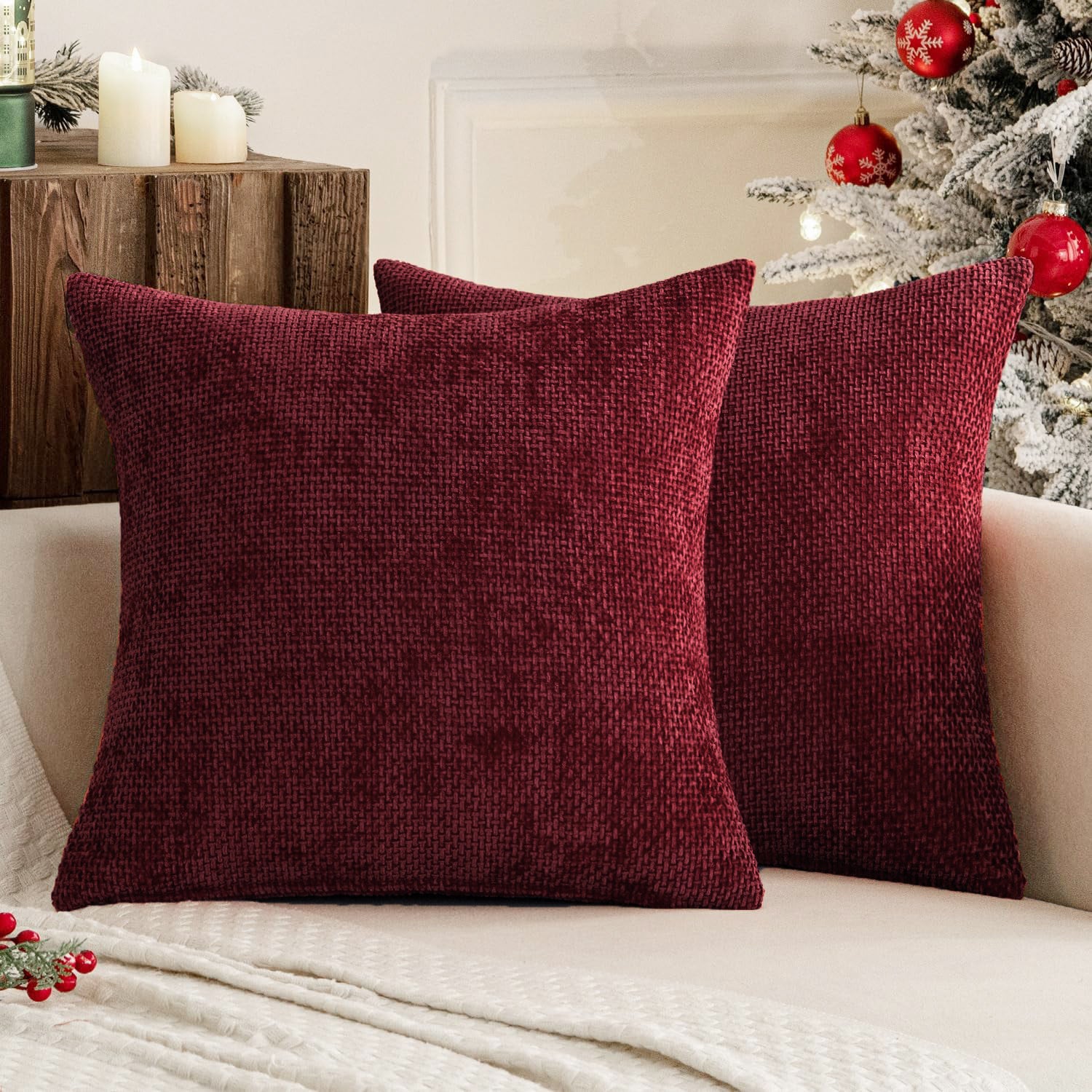 Cuscino e federa Set di 2 federe rosa 45 x 45 cm, per divano, camera da letto | Leroy Merlin
